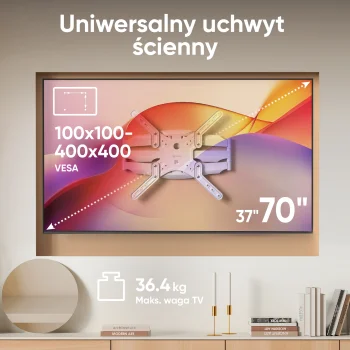 Bílý otočný nástěnný držák na TV M5-W pro úhlopříčky 37 až 70 palců