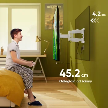 Bílý otočný nástěnný držák na televizi M5-W pro úhlopříčky 37" až 70"