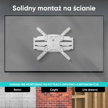 Bílý otočný nástěnný držák na TV M5-W pro úhlopříčku 37–70"