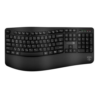 Ergonomická klávesnice Connect IT For Health ErgoOffice v černém provedení na bílém pozadí