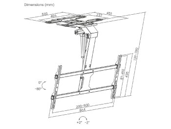 Stropní elektrický motorový držák na televizi 43–86" s náklonem, model C-110T